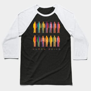 Human Beings Rainbow Silhouette Baseball T-Shirt